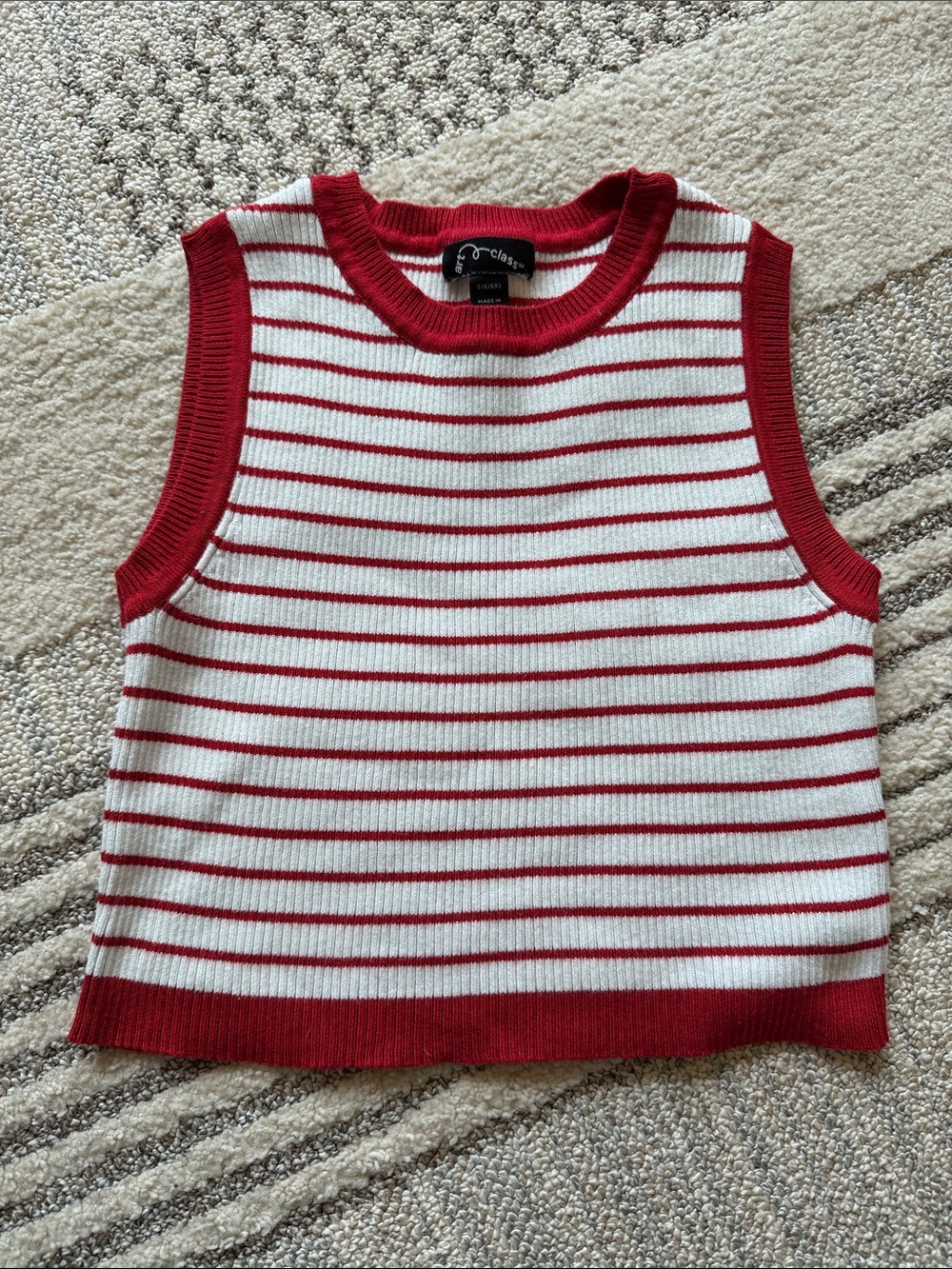 art class Red & White Striped Knit Tank - Girls